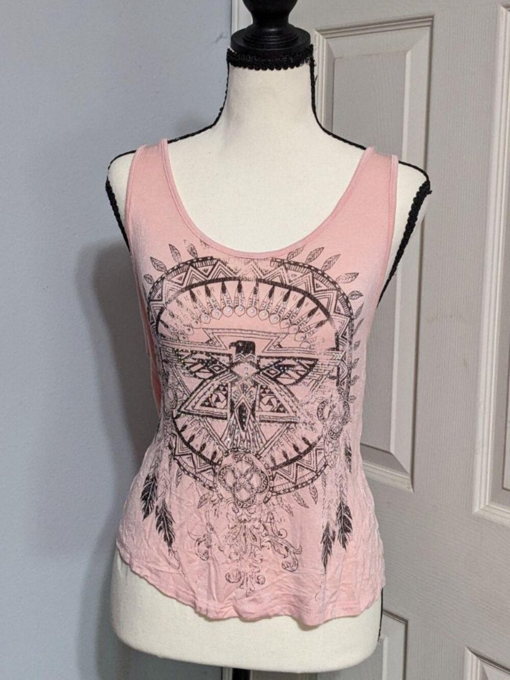 Vintage Charlotte Russe Pink Graphic Tank Top Medium M